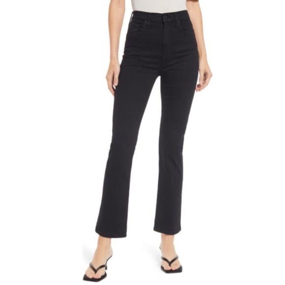 Mother Tippy Top Frisky Flood Not Guilty Black Denim Straight Jeans Size 25 - Picture 1 of 14
